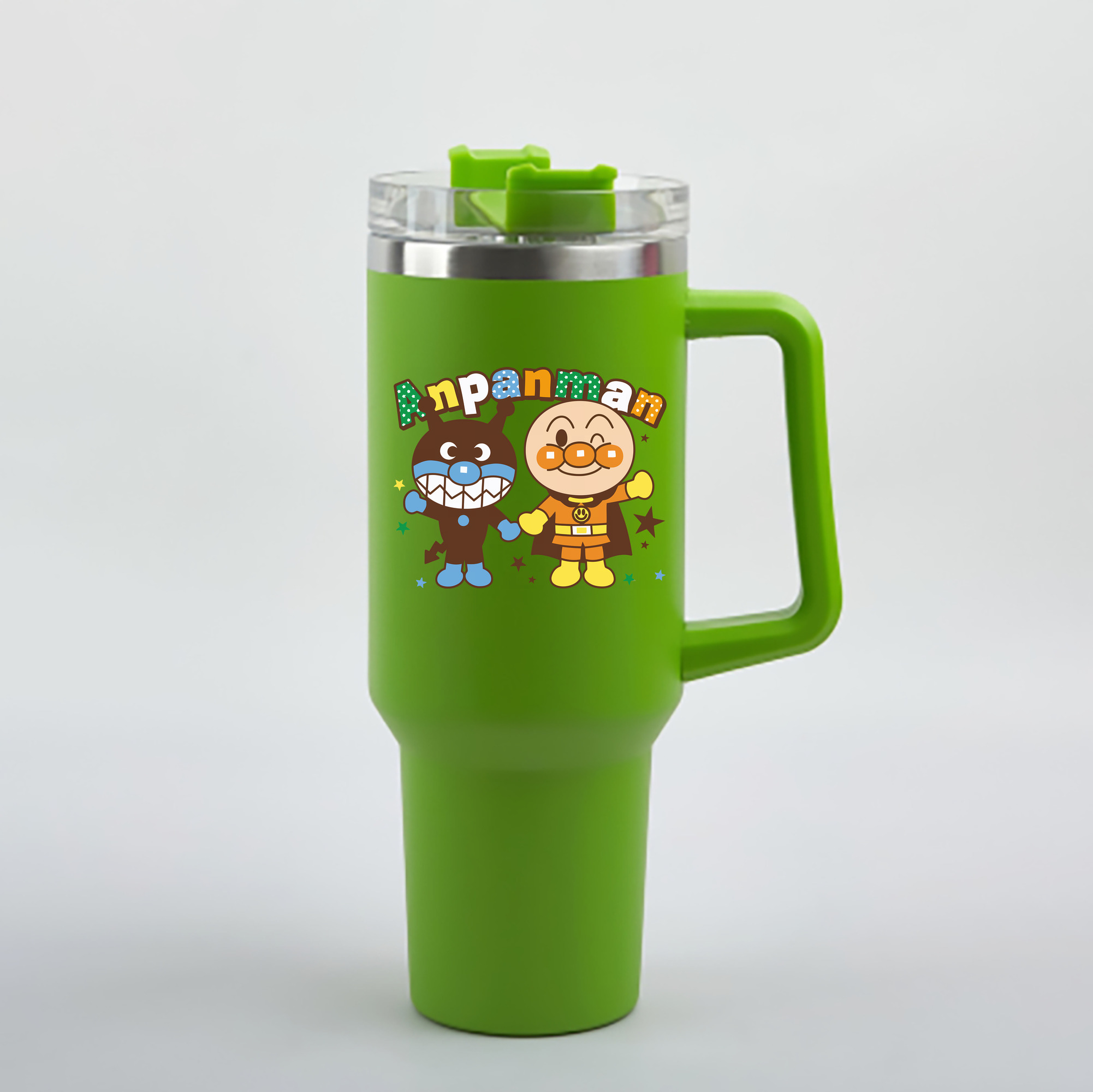 （画像用） アンパンマン Anpanman 1200mL車用タンブラー - クリスタルステッカー（プラスチックストロー付き）